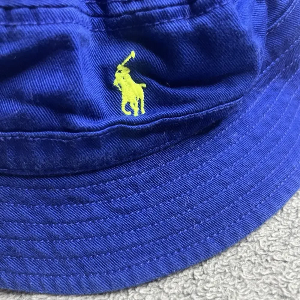 Polo Ralph Lauren Baby Blue Bucket Hat Yellow Pony Infant 3-9 Months 45cm B302